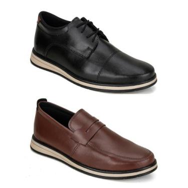 Imagem de Kit 2 Sapato Social Masculino Mocassim Estiloso Loafer Elegante Tenden