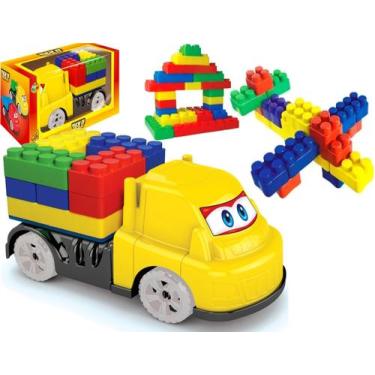 Imagem de Brinquedo Infantil Carrinho 60 Blocos de Montar Grande - GGB Brinquedo