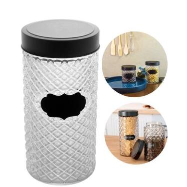 Imagem de Porta Mantimentos de Vidro Pote com Tampa Preta Wolff 1600ml