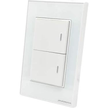 Imagem de Interruptor tecla Fisica com Led 2 botões Zigbee Branco NovaDigital -N