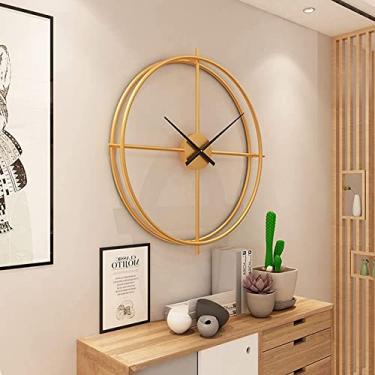 Imagem de Relógio de parede relógio de arte relógios grandes decoração de parede, design moderno arte de ferro dourado metal decoração para casa relógio de parede dourado com ponteiro preto, relógios de