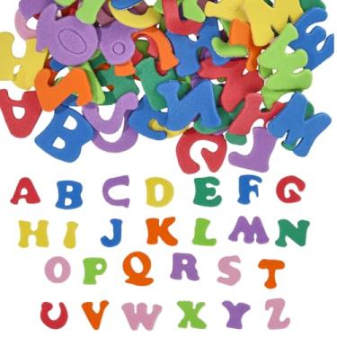 Imagem de CRASPIRE 260 peças de adesivos coloridos de espuma com letras, adesivos do alfabeto, espuma vinílica acetinada, aleatória, sortidos, esponjas autoadesivas, pequenos adesivos para scrapbooking