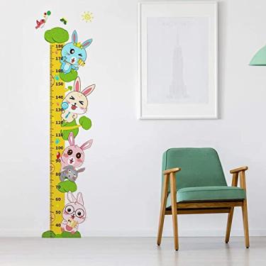Imagem de Tabela de altura para pendurar na parede, 1 conjunto de adesivos de parede de tabela de crescimento de altura para crianças, adesivos de parede de coelho, régua de medição de altura, decalque de