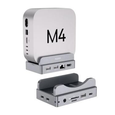 Imagem de MAIWO Base e suporte para Mac mini M4 com gabinete SATA NVMe, Hub Mac mini M4 Pro com 2 USBA 3.1, 1 x USBA 2.0, porta de dados USB C de até 10 Gbps, porta de rede RJ45 Gigabit, porta HD 4K, slot SD/TF