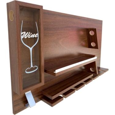 Imagem de Bar Parede Novo Porta Vinho Taças Abridor Decoração 100% Mdf(Imbuia)