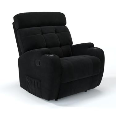 Imagem de Poltrona do Papai Reclinável Manual em Tecido Bouclé com Massageador (Preto)