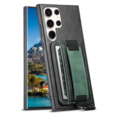 Imagem de Umiup Capa de couro para Samsung Galaxy S24ultra/S24plus/S24, capa carteira com compartimento para cartão com alça de pulso, preta, S24 Ultra