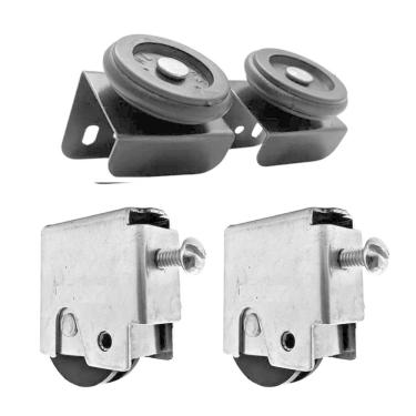 Imagem de Kit Guia E Roldana Articulada Para Porta Correr De Aço 45Mm