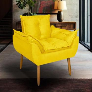 Imagem de Poltrona Opala Para Sala Clínica Salão Pés De Madeira Suede - Casal De