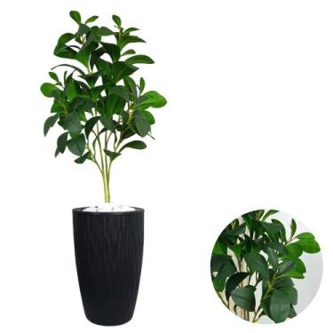 Imagem de Folhagem Artificial Laranjeira Com Vaso Ondulado Casa Sala - PlantaImp