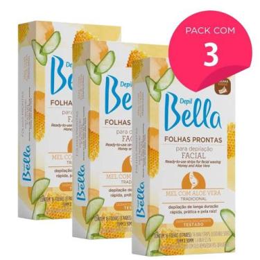 Imagem de Kit 48 Folhas Prontas Para Depilação Facial Mel e Aloe Vera Depil Bell