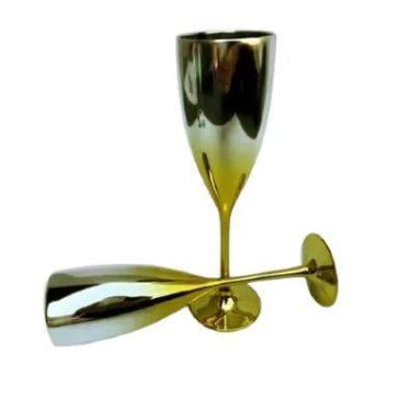 Imagem de Taça de Champagne Metalizada Degradê 180ml - Ouro Elegante para Festas