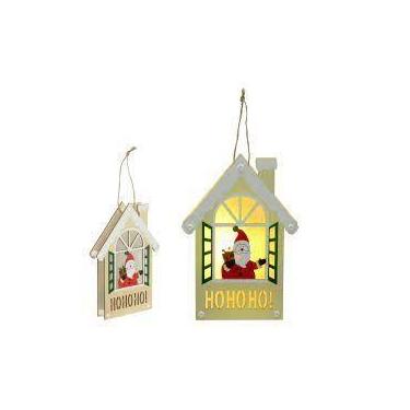 Imagem de Placa Decorativa Natal Papai Noel com LED Bege e Vermelho 15x21cm - Fl