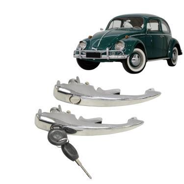 Imagem de Par Maçaneta Externa Cromada C/ Chave Fusca 78 a 96 2 Portas