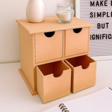 Imagem de Organizador de Mesa Gaveteiro 4 Gavetas em MDF Cru Porta Treco - Expre
