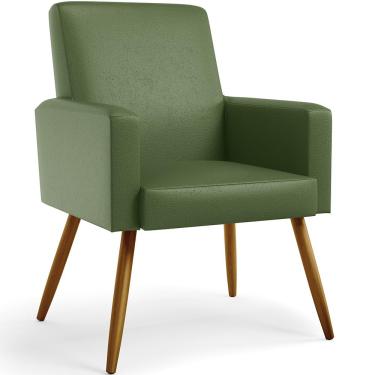 Imagem de Poltrona Decorativa Para Sala De Estar Maria W01 Pés Palito Facto Verde Musgo - Lyam Decor