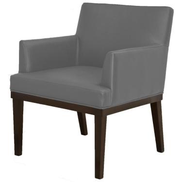 Imagem de Poltrona Decorativa Para Sala de Estar e Recepção Beatriz W01 Corino Cinza - Lyam Decor