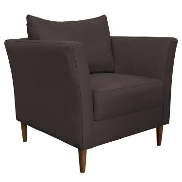 Imagem de Poltrona Decorativa Sala de Estar Pés Palito Lubbock Couro Marrom - Gran Belo