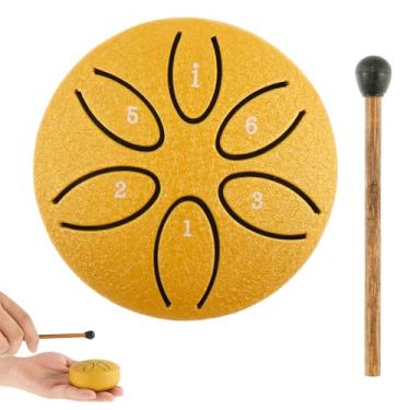 Imagem de Tambor de língua de aço, 7,5 cm, 6 notas, mini tambor de chuva para uso externo, portátil, com martelo de tambor para crianças, adultos, mulheres, homens, meditação, relaxamento, entretenimento, ioga