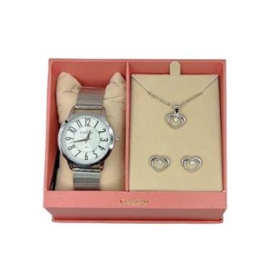 Imagem de Kit Relógio feminino prata dia a dia 36mm Condor Technos-Feminino
