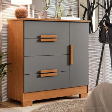 Imagem de Guarda-roupa com quatro gavetas e sapateira para adultos e crianças (Cinza Canela)