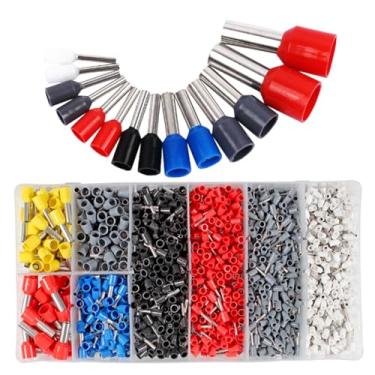Imagem de Conjunto de terminais de prensa a frio, conectores de garfo pré-isolado/tipo O, mola/tubo, fiação elétrica automotiva de narizes de fio de cobre (E-Tube 1800 peças)