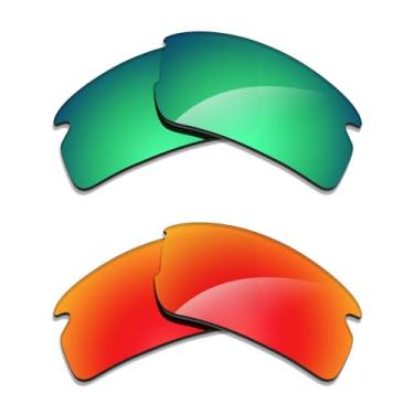 Imagem de Alphax 2 pares de lentes polarizadas de substituição para óculos de sol Oakley Flak 2.0 S OO9511 - Vermelho + Verde