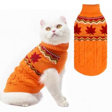 Imagem de PUPTECK Casaco de inverno para gatos – Roupas macias e quentes para clima frio, tricô para gatinhos e cães pequenos, uso interno e externo, tricotado clássico para cachorros, gatinhos, meninas