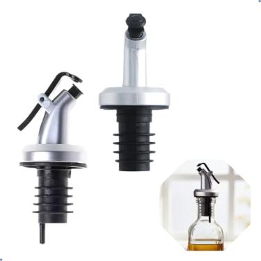 Imagem de Kit 2 Bicos Dosadores de Plástico e Silicone para Azeite e Vinagre, Sistema de Dosagem Precisa, 8,5 x 3 cm, Conjunto com 2 Peças
