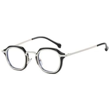 Imagem de VFDHN Óculos de sol redondos pequenos da moda, estilo punk, retrô, feminino, preto, degradê (prata, transparente)