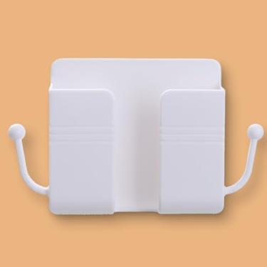 Imagem de Suporte de carregamento de telefone montado na parede, suporte sem perfuração de cabeceira, controle remoto e caixa de armazenamento de acessórios