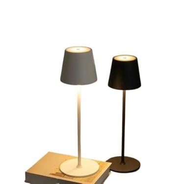 Imagem de Luminária Abajur Mesa Led Touch Dimerizável S/Fio Recarregável Base Redonda(PRETO)