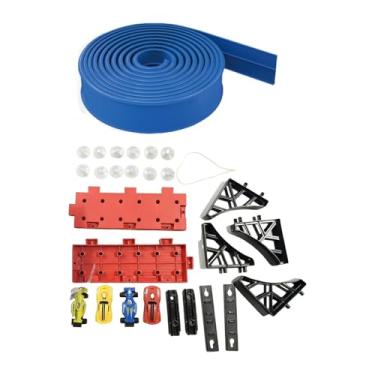 Imagem de Yunhgft Kit de Pista de Corrida Flexível, Carros de Circuito, Rampas Modulares de Inércia Fundidas com Ventosas Removíveis, Adequadas para Atividades Internas, Azul 5m, Tamanho real