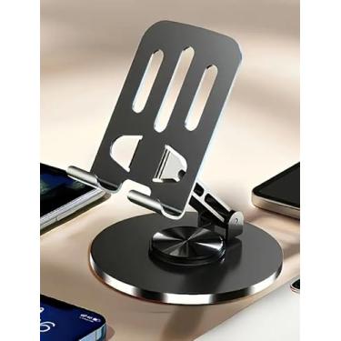 Imagem de Suporte de telefone de metal giratório de 360° – Suporte de mesa compacto, dobrável e portátil para todos os smartphones e tablets (cinza arma)