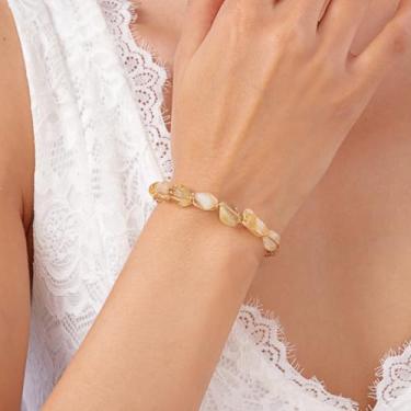 Imagem de Pulseiras femininas com pedras de chacra ajustáveis envoltas em fio dourado 8 mm contas redondas de pedras preciosas Reiki cristal cura tornozeleira Yoga Energy Jewelry, Medium, Latão, Sem Pedra