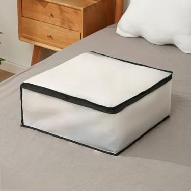 Imagem de 1 bolsa de armazenamento embaixo da cama com janela transparente, saco de compressão a vácuo dobrável para roupas de edredom, organizador impermeável para economia de espaço, preto