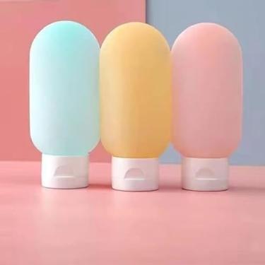 Imagem de Kit de Frascos para Viagem 3 Peças, 60ml cada, Portátil para Shampoo, Sabonete e Creme, Antivazamento, Reutilizável, Ideal para Academia e Bagagem de Mão Fácil de usar e limpar, Reutilizável
