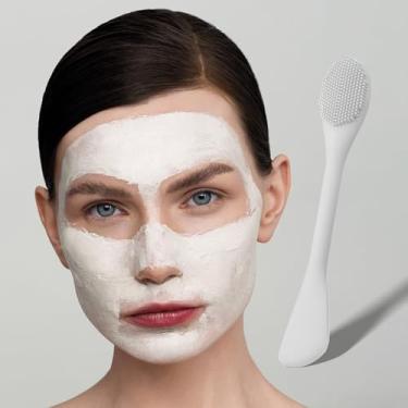 Imagem de Escova de máscara de silicone cinza de cabeça dupla para aplicação de argila creme facial limpeza de nariz, 16,8 x 2,7 x 1,8 cm