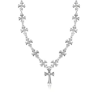 Imagem de SHINYY Colar de cruz para mulheres e homens | Colar com pingente punk gótico banhado a ouro 18K | Joias religiosas de zircônia cúbica para ela, Standard, Banhado a ouro 18K, Zircônia cúbica