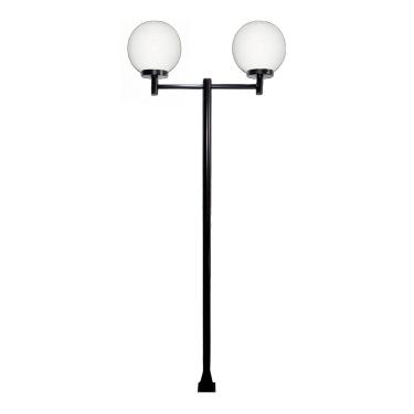 Imagem de Poste Luminária Dupla Globo G Braço Reto Jardim Preto 200cm