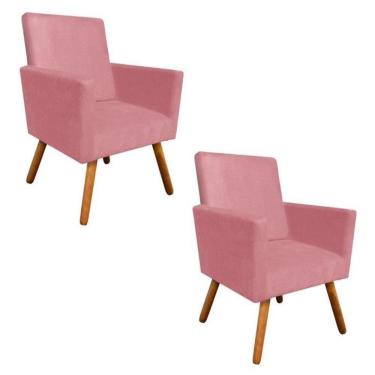Imagem de Kit 2 Poltronas Nina Sala De Estar Luxo Suede Rose