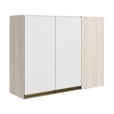 Imagem de Armario Canto Reto 2p Mdf 89cm Kali 12213 Bianco Toq Branco Uv Nicioli