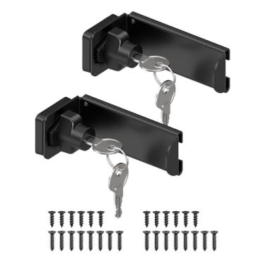 Imagem de MeBantoo Trava de ferrolho de porta de 90 graus, trava de ângulo reto de segurança doméstica, fechadura de porta de celeiro deslizante para portão, quarto, cerca, jardim (preto, 8,5 cm com chave - 2