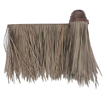 Imagem de Palha para telhado de palha – 19,3 x 19,6 pol. Rolos de palha de palmeira artificial Tiki Bar cabana grama pato barcos persianas corredor grama palapa telhado de palha para decoração de pátio de
