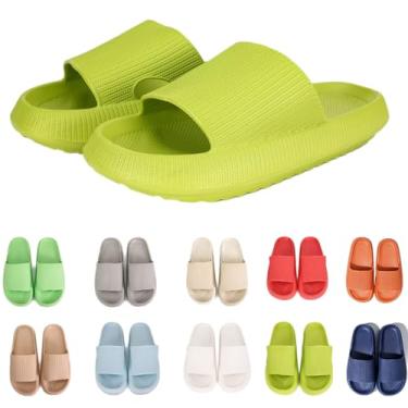 Imagem de rosyclo Pantufas Cloud Para Mulheres E Homens, Massagem, Sola Grossa, Antiderrapante, Banheiro, Supermacia, Confortável, Casa, Escorregador, Interior Exterior (Verde Abacate 44-45)