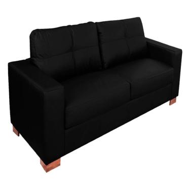 Imagem de Sofá 2 Lugares Pés Madeira Kenny 160cm Couro Preto Gran Belo
