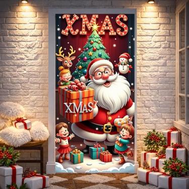 Imagem de Faixa de Natal para férias de inverno, decoração festiva, material de poliéster, placa de feliz Natal para decoração de casa