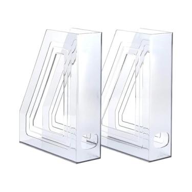 Imagem de Organizador de Papel, Kit 2 Porta Revistas Transparente Organizador Escritório Documentos Revistas Durável Prático, 22 X 7 X 29 Cm(Cristal)
