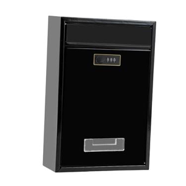 Imagem de Ｂｅｓｇａ Caixa de Correio de Parede com Fechadura Sem Chave, em Metal, às Intempéries, Acessório Robusto para Documentos e Cartas, 22x8,5x32cm, Preto