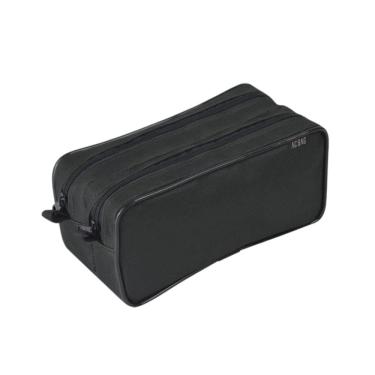 Imagem de Estojo Escolar Preto Duplo Zíper 2 Compartimentos Volta as Aulas Funcional Organizador Material Novo